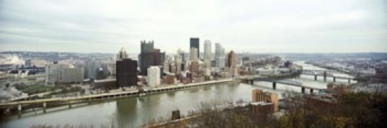 High angle view of a city Pittsburgh Allegheny County Pennsylvania USA Canvas Art - Panoramic Images (36 x 12)