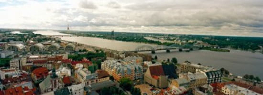 High angle view of a city Riga Latvia Canvas Art - Panoramic Images (36 x 13)