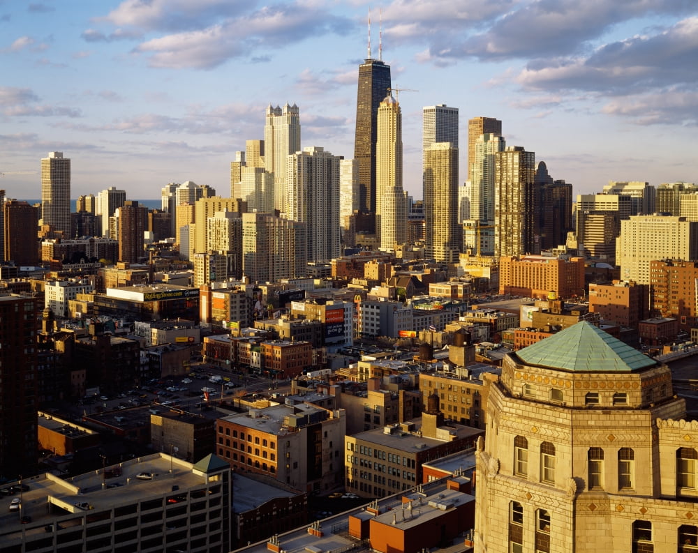 High angle view of a city River North Gallery District Near North Side Chicago Cook County Illinois USA Canvas Art - Panoramic Images (12 x 36)