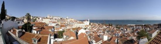 High angle view of a city Sao Vicente da Fora Largo das Portas do Sol Alfama Lisbon Portugal Canvas Art - Panoramic Images (42 x 12)