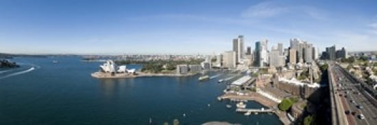 High angle view of a city Sydney Opera House Circular Quay Sydney Harbor Sydney New South Wales Australia Canvas Art - Panoramic Images (36 x 12)