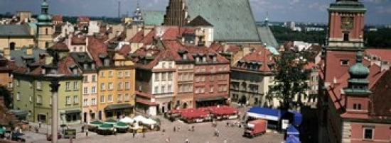 High angle view of a city Warsaw Poland Canvas Art - Panoramic Images (36 x 13)