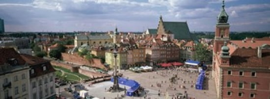 High angle view of a city Warsaw Poland Canvas Art - Panoramic Images (36 x 13)