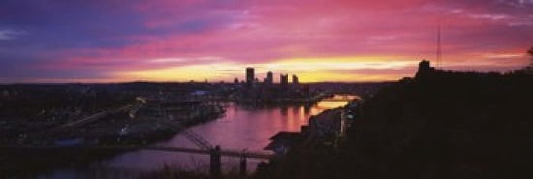 High angle view of a city West End Bridge Pittsburgh Pennsylvania USA Canvas Art - Panoramic Images (18 x 6)