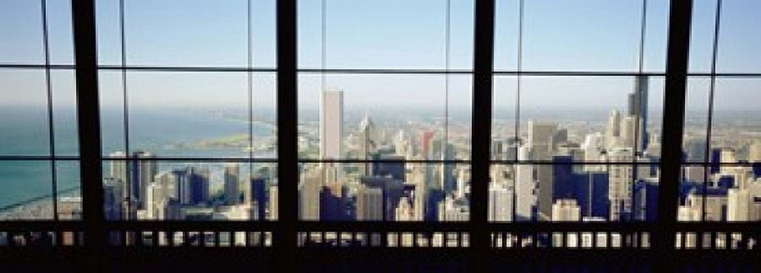 High angle view of a city as seen through a window Chicago Illinois USA Canvas Art - Panoramic Images (18 x 7)