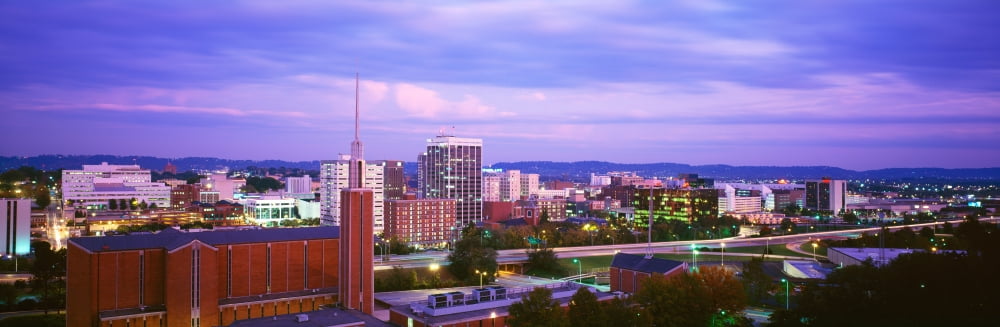 High angle view of a city at dusk Chattanooga Tennessee USA Canvas Art - Panoramic Images (27 x 9)