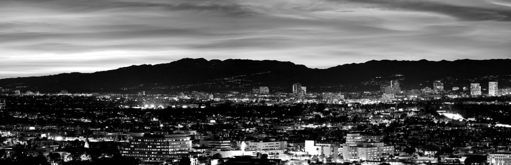 High angle view of a city at dusk Culver City Santa Monica Mountains West Los Angeles Westwood California USA Canvas Art - Panoramic Images (12 x 36)