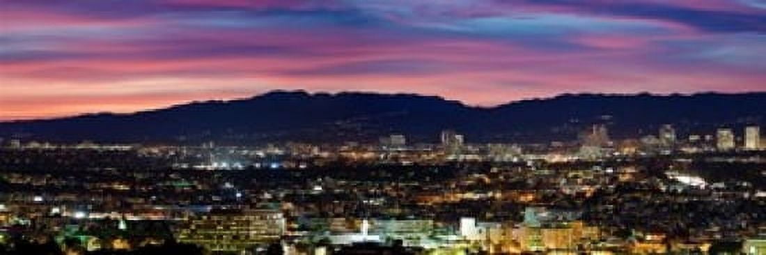 High angle view of a city at dusk Culver City Santa Monica Mountains West Los Angeles Westwood California USA Canvas Art - Panoramic Images (18 x 6)