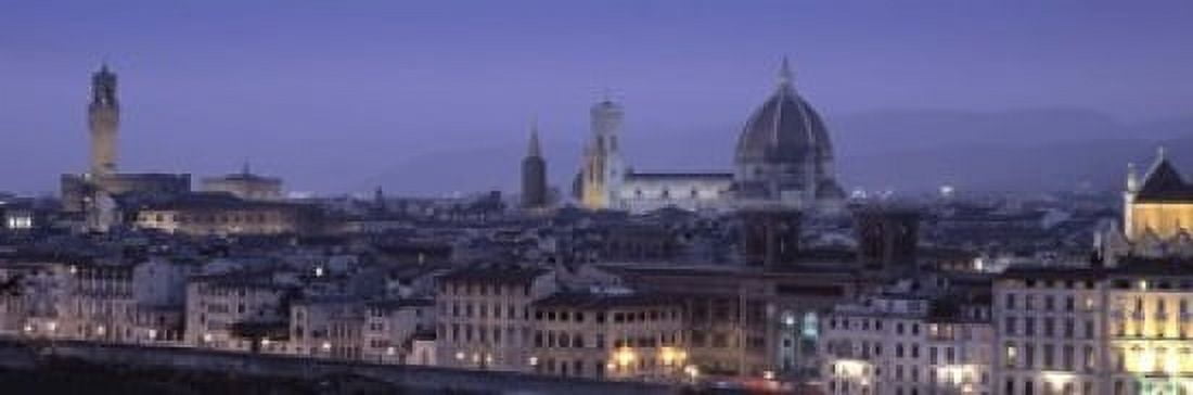 High angle view of a city at dusk Florence Tuscany Italy Canvas Art - Panoramic Images (18 x 6)