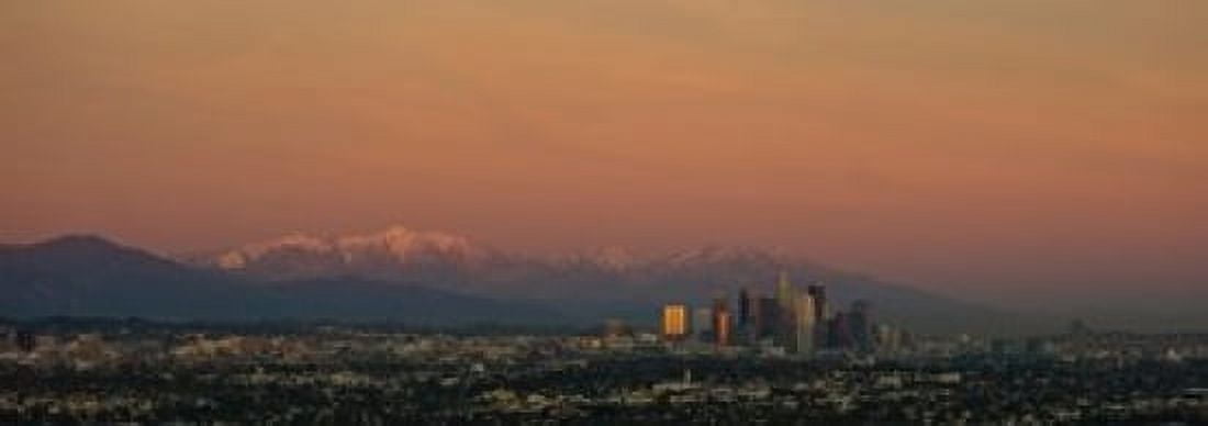 High angle view of a city at dusk Los Angeles California USA Canvas Art - Panoramic Images (36 x 13)