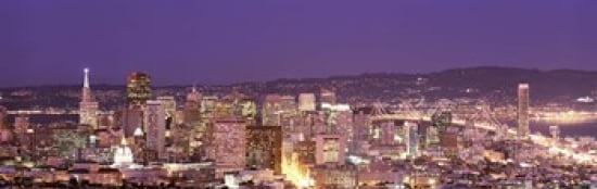 High angle view of a city at dusk San Francisco California USA Canvas Art - Panoramic Images (36 x 12)