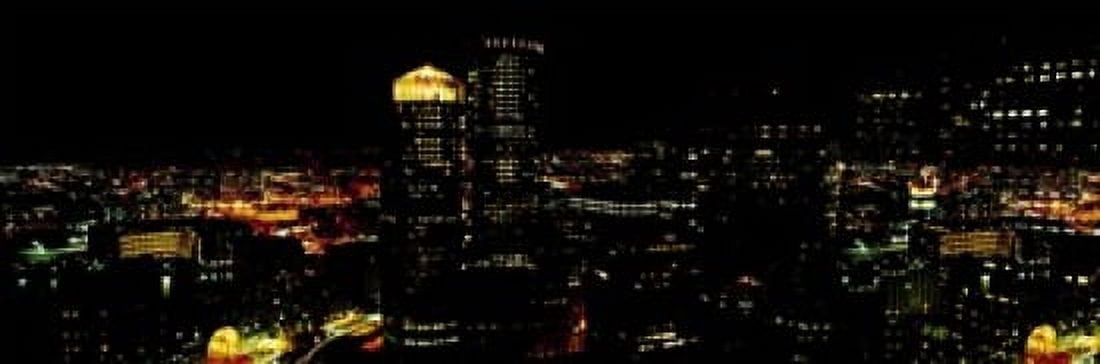 High angle view of a city at night Boston Suffolk County Massachusetts USA Canvas Art - Panoramic Images (18 x 6)