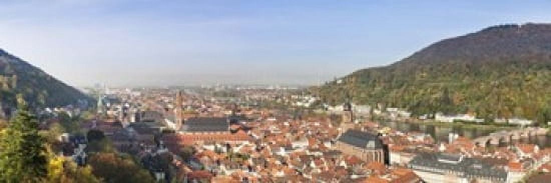 High angle view of a city at the riverside Neckar River Heidelberg Baden-Wurttemberg Germany Canvas Art - Panoramic Images (18 x 6)