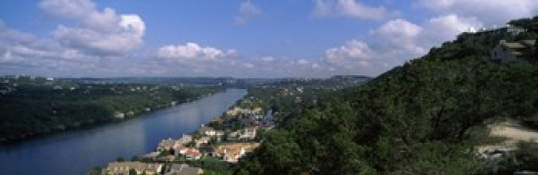 High angle view of a city at the waterfront Austin Travis County Texas USA Canvas Art - Panoramic Images (18 x 6)
