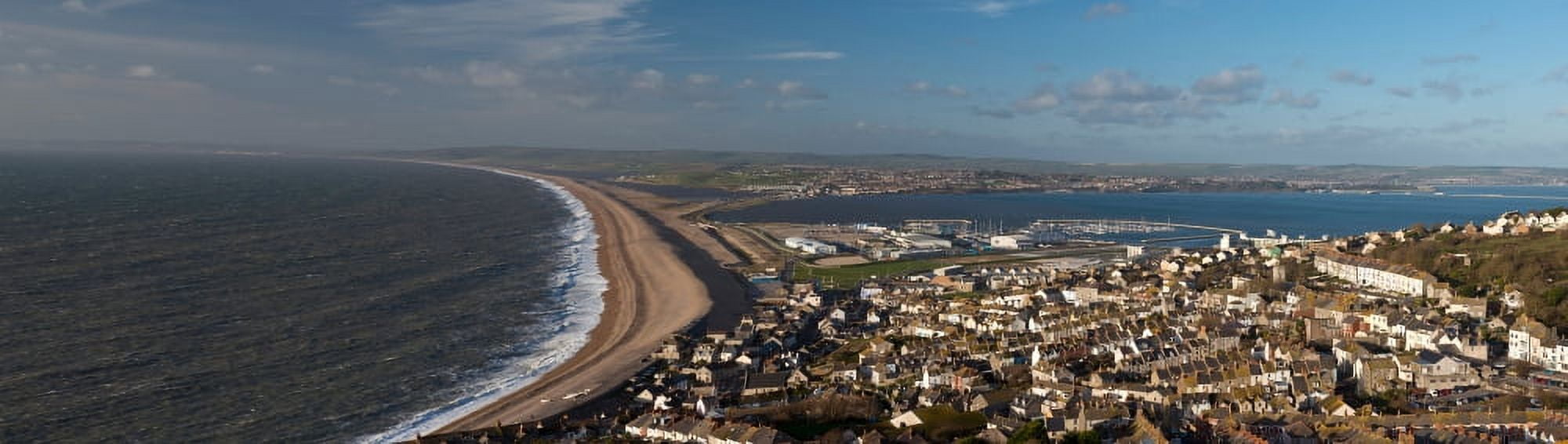 High angle view of a city at waterfront Chesil Beach Portland Harbour Dorset England Canvas Art - Panoramic Images (27 x 9)