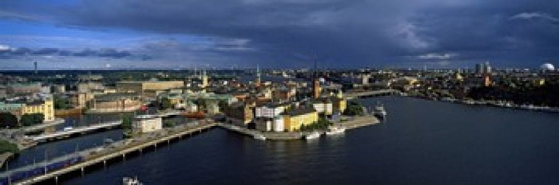 High angle view of a city at waterfront Gamla Stan Stockholm Sweden Canvas Art - Panoramic Images (36 x 12)