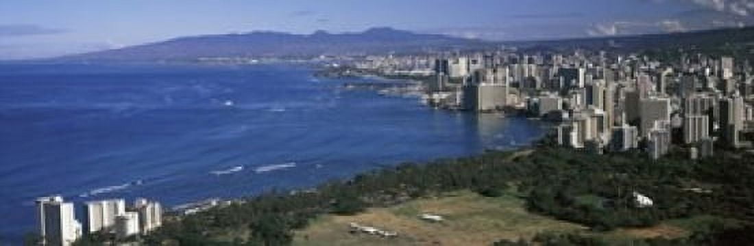 High angle view of a city at waterfront Honolulu Oahu Honolulu County Hawaii USA 2010 Canvas Art - Panoramic Images (18 x 6)