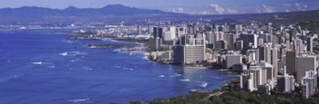High angle view of a city at waterfront Honolulu Oahu Honolulu County Hawaii USA 2010 Canvas Art - Panoramic Images (18 x 6)