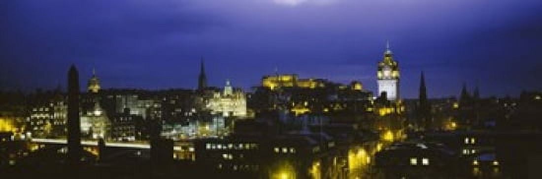 High angle view of a city lit up at night Edinburgh Castle Edinburgh Scotland Canvas Art - Panoramic Images (18 x 6)