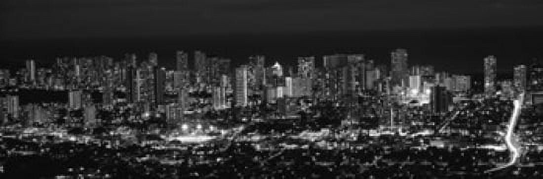 High angle view of a city lit up at night Honolulu Oahu Honolulu County Hawaii USA 2010 Canvas Art - Panoramic Images (36 x 12)