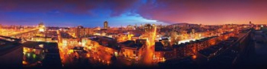 High angle view of a city lit up at night Montreal Quebec Canada Canvas Art - Panoramic Images (40 x 10)