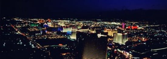 High angle view of a city lit up at night The Strip Las Vegas Nevada USA Canvas Art - Panoramic Images (36 x 13)