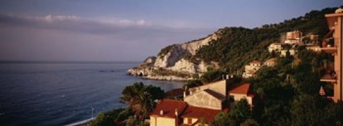 High angle view of a city near the sea Ligurian Sea Italian Rivera Bergeggi Liguria Italy Canvas Art - Panoramic Images (18 x 7)