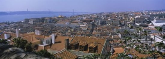 High angle view of a city viewed from a castle Castelo De Sao Jorge Lisbon Portugal Canvas Art - Panoramic Images (36 x 13)