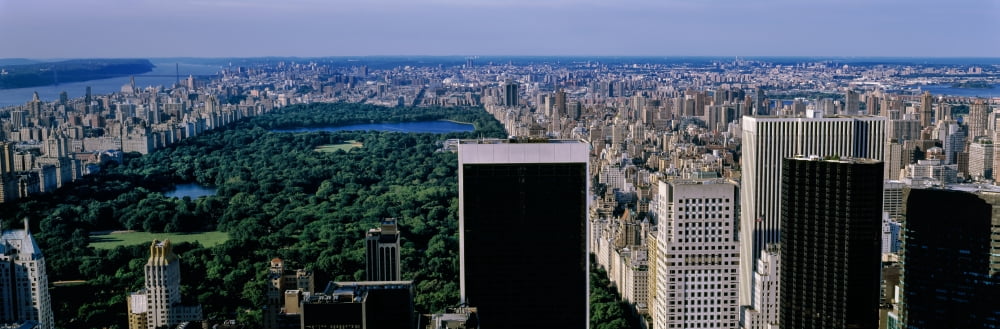 High angle view of a city with a park Central Park Manhattan New York City New York State USA Canvas Art - Panoramic Images (12 x 36)