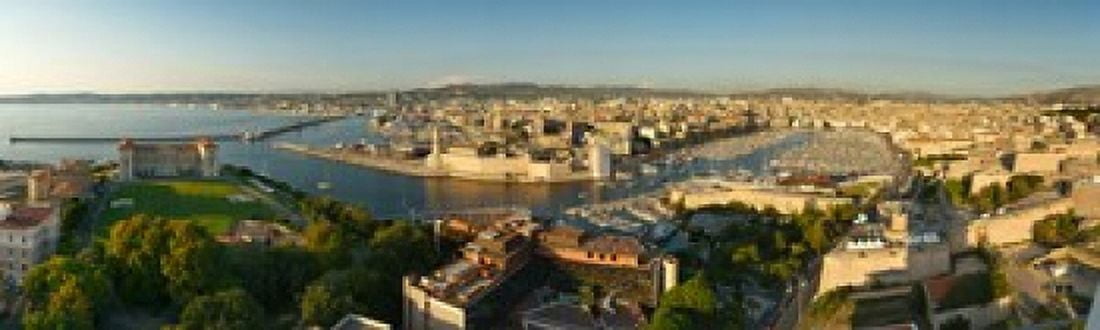 High angle view of a city with port Marseille Bouches-du-Rhone Provence-Alpes-Cote DAzur France Canvas Art - Panoramic Images (38 x 12)
