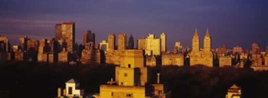 High angle view of a cityscape Central Park Manhattan New York City New York State USA Canvas Art - Panoramic Images (36 x 13)