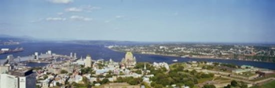 High angle view of a cityscape Chateau Frontenac Hotel Quebec City Quebec Canada 2010 Canvas Art - Panoramic Images (36 x 12)