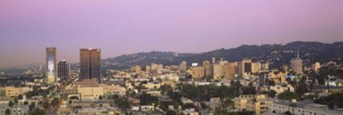 High angle view of a cityscape Hollywood Hills City of Los Angeles California USA Canvas Art - Panoramic Images (18 x 6)