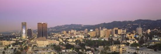 High angle view of a cityscape Hollywood Hills City of Los Angeles California USA Canvas Art - Panoramic Images (36 x 12)