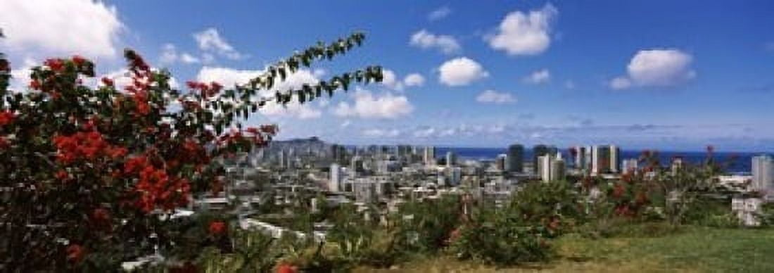 High angle view of a cityscape Honolulu Oahu Hawaii USA Canvas Art - Panoramic Images (18 x 7)