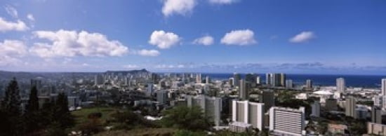 High angle view of a cityscape Honolulu Oahu Hawaii USA Canvas Art - Panoramic Images (36 x 13)