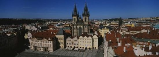 High angle view of a cityscape Prague Old Town Square Old Town Prague Czech Republic Canvas Art - Panoramic Images (36 x 13)