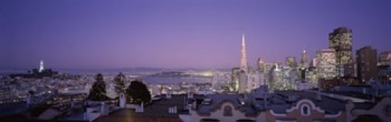 High angle view of a cityscape from Nob Hill San Francisco California USA Canvas Art - Panoramic Images (36 x 12)