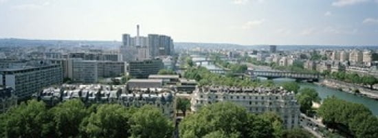 High angle view of a cityscape viewed from the Eiffel Tower Paris France Canvas Art - Panoramic Images (36 x 13)