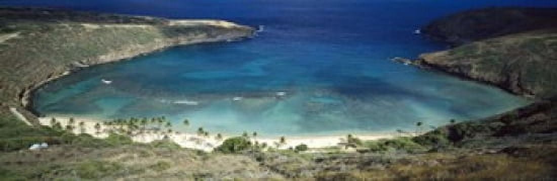 High angle view of a coast Hanauma Bay Oahu Honolulu County Hawaii USA Canvas Art - Panoramic Images (18 x 6)
