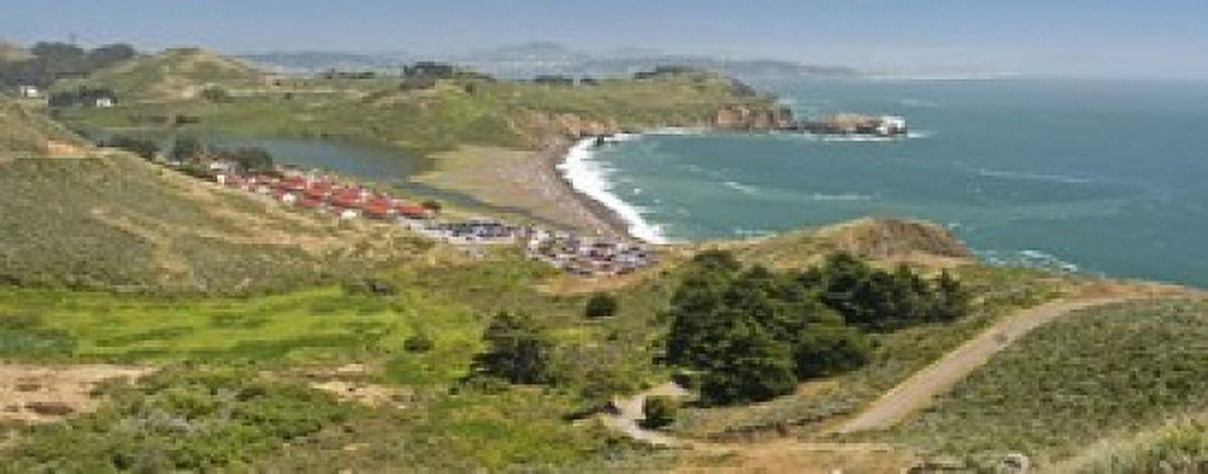 High angle view of a coast Marin Headlands Rodeo Cove San Francisco Marin County California USA Canvas Art - Panoramic Images (15 x 6)