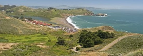 High angle view of a coast Marin Headlands Rodeo Cove San Francisco Marin County California USA Canvas Art - Panoramic Images (30 x 12)