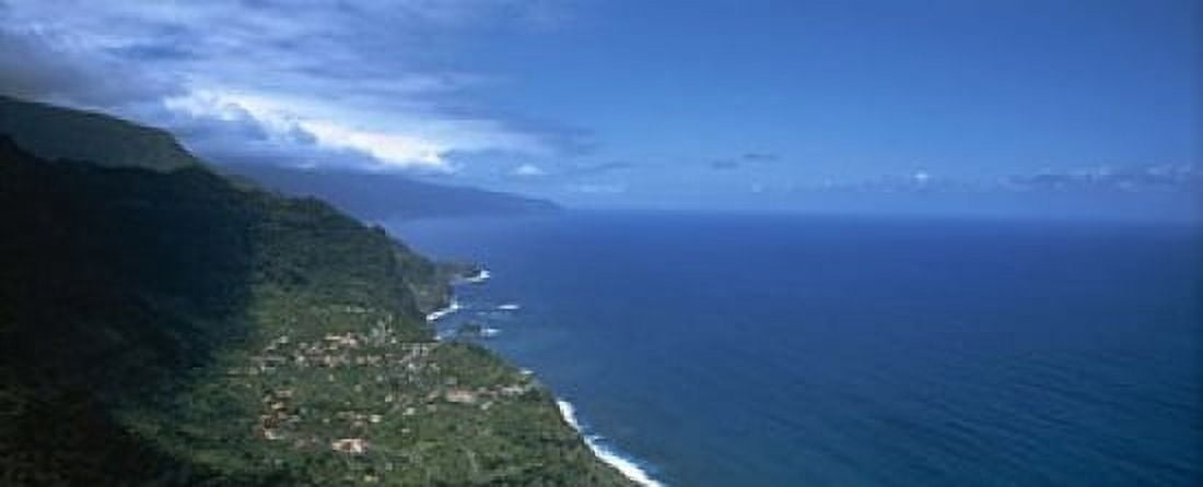 High angle view of a coastline Boaventura Sao Vicente Madeira Portugal Canvas Art - Panoramic Images (15 x 6)