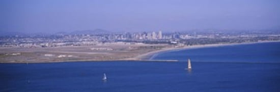 High angle view of a coastline Coronado San Diego San Diego Bay San Diego County California USA Canvas Art - Panoramic Images (36 x 12)