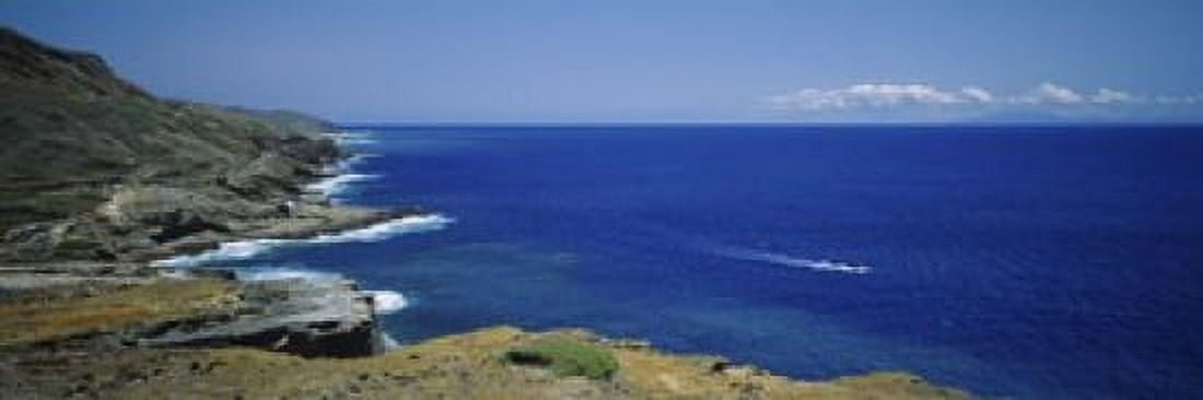 High angle view of a coastline Oahu Hawaii Islands USA Canvas Art - Panoramic Images (18 x 6)