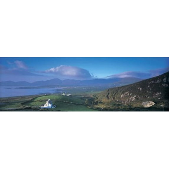 High angle view of a cottage in a field near a bay, Allihies, County Cork, Munster, Republic of Ireland Poster Print (18 x 6)