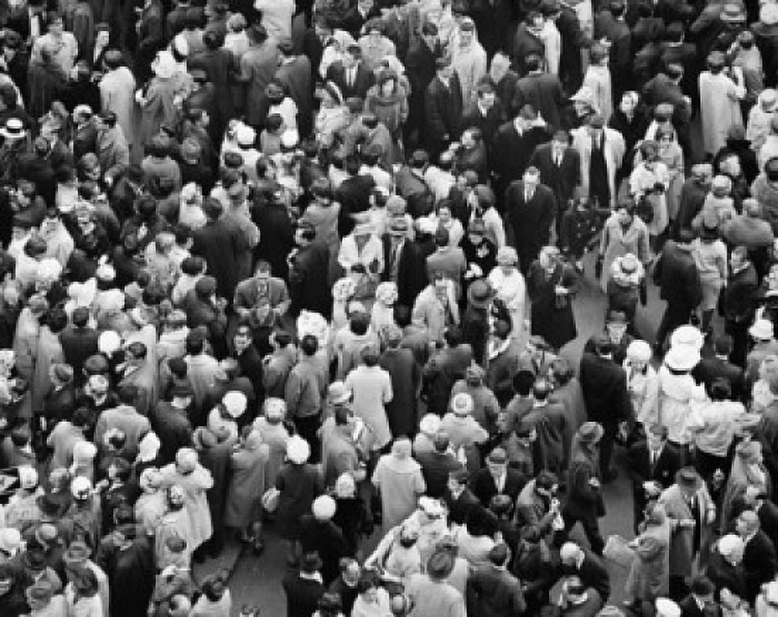 High angle view of a crowd Canvas Art - (18 x 24)
