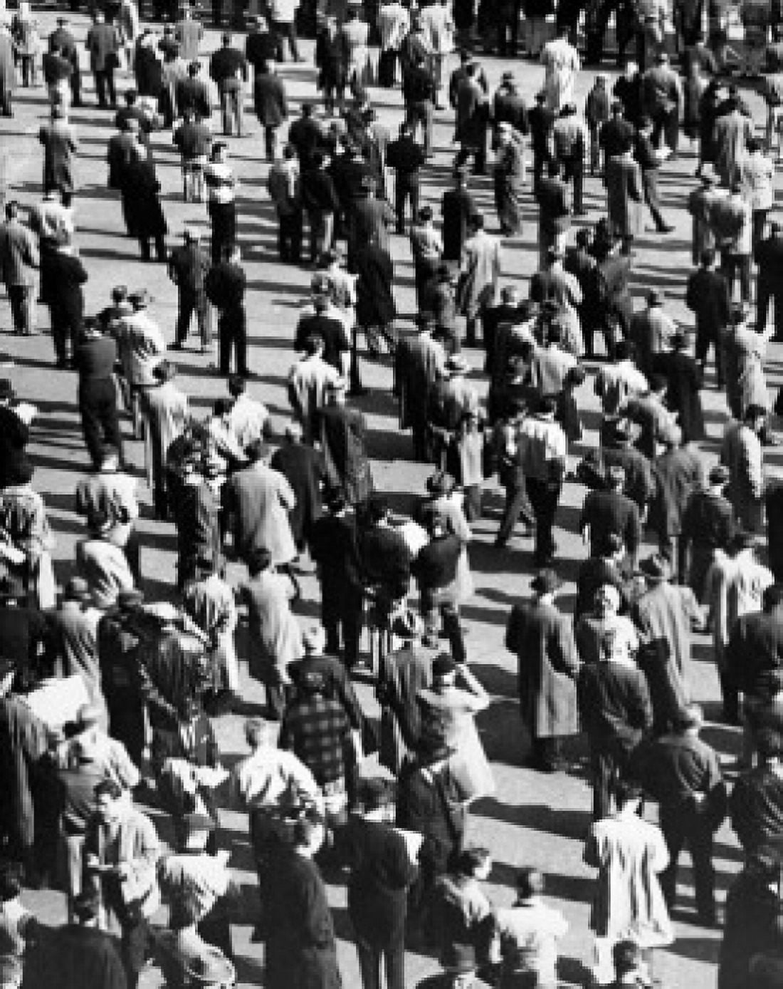 High angle view of a crowd on a road Canvas Art - (18 x 24)