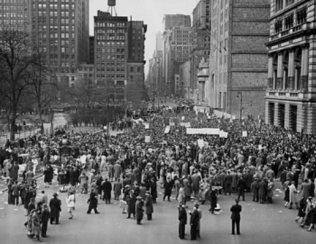 High angle view of a crowd protesting on a street Canvas Art - (18 x 24)