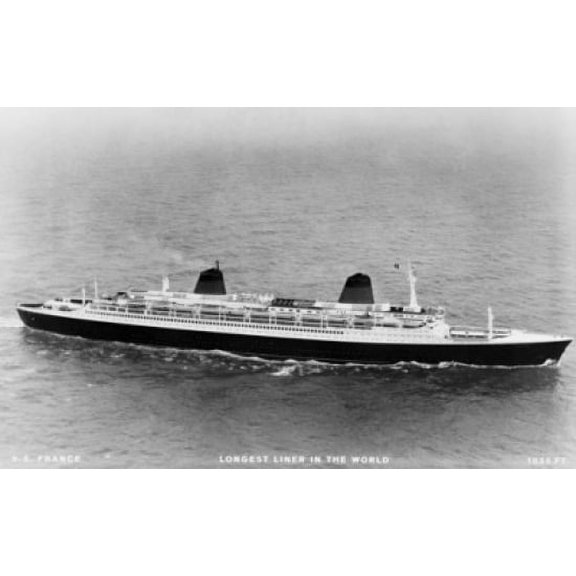 High angle view of a cruise ship SS France Canvas Art - (18 x 24)